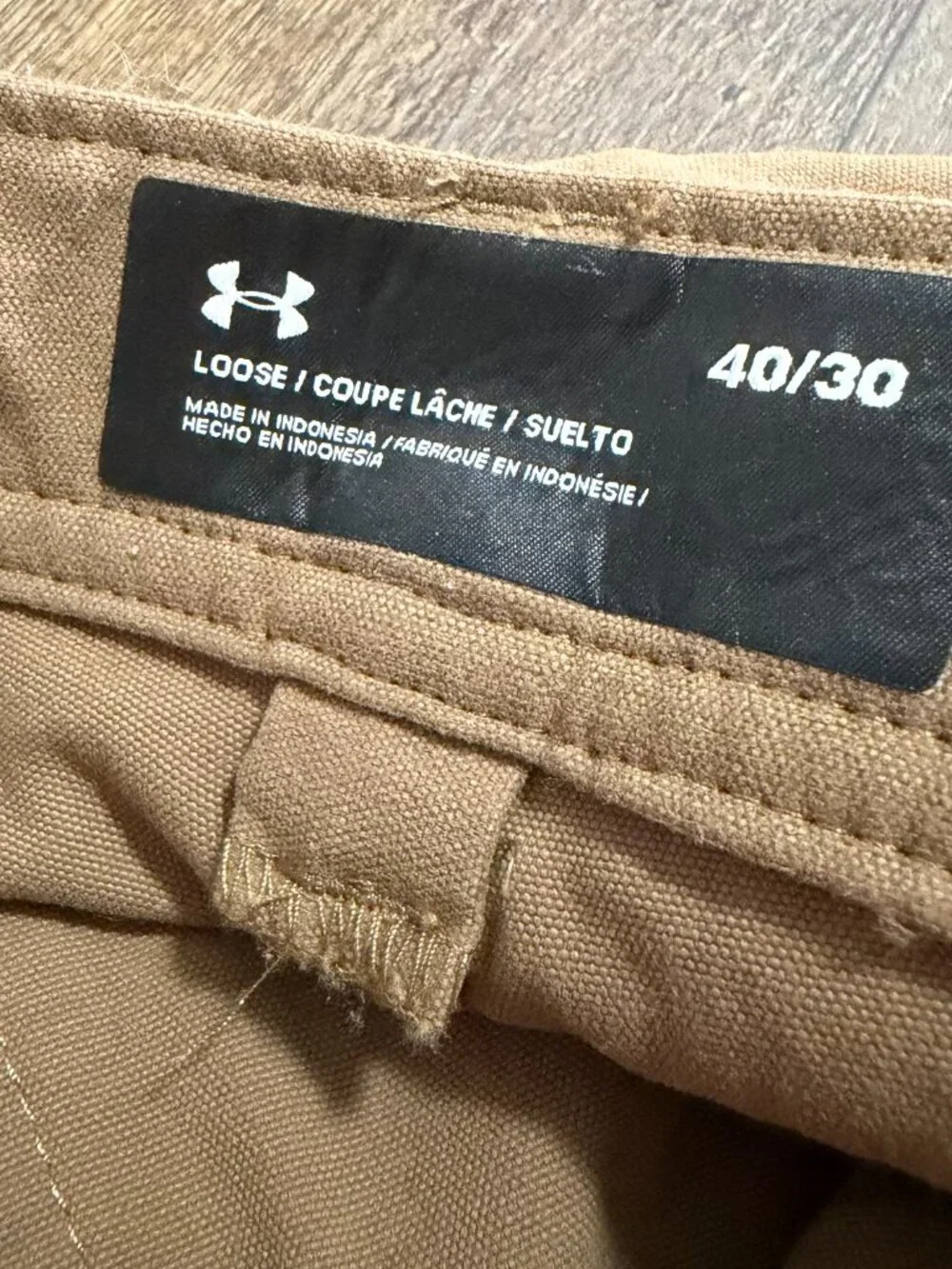 Under Armour Men's 40x30 Loose Fit Khaki Tan Utility Pants with Side Pocket